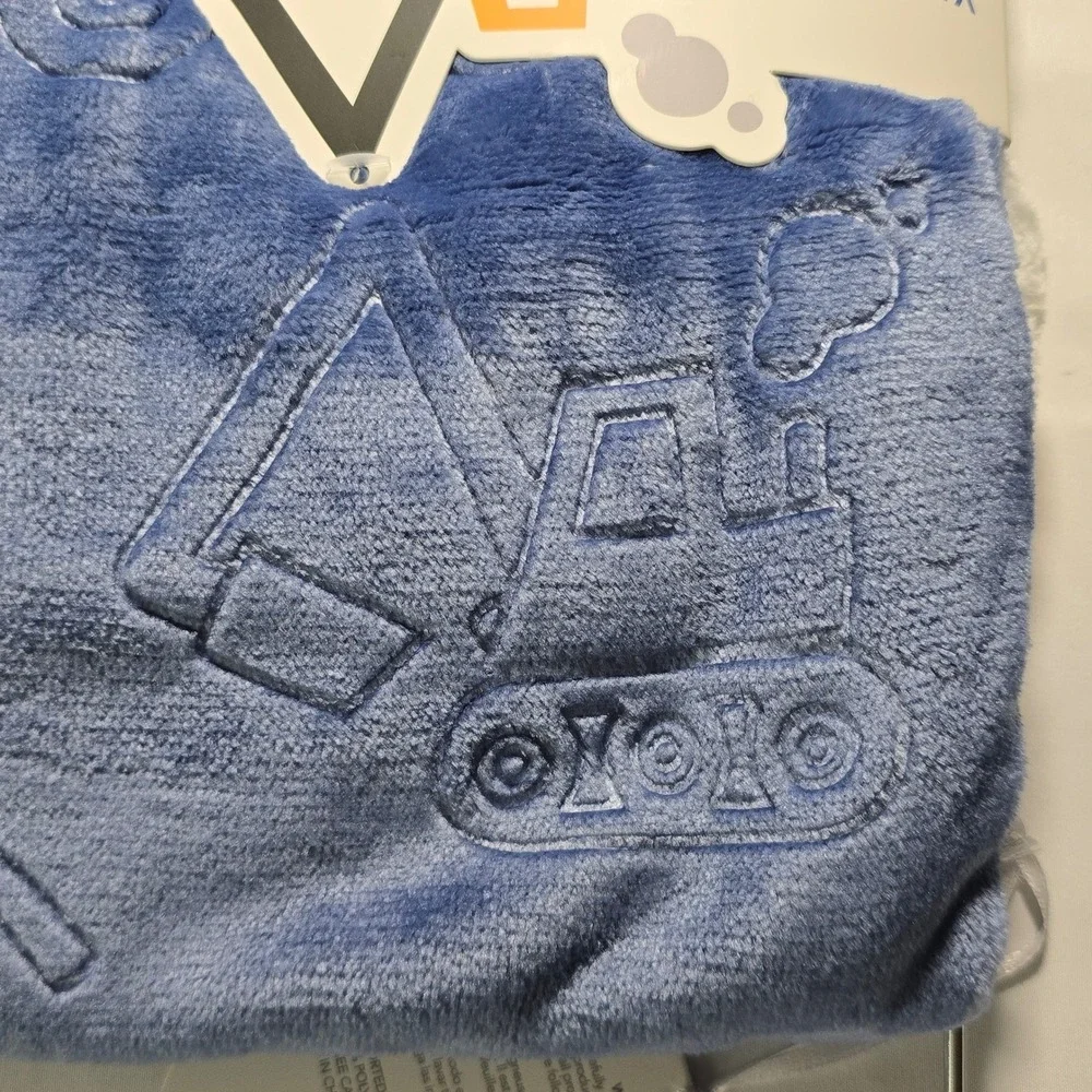 Dream Kids 2 Pack Super Soft Baby boy Blankets Construction Truck Blue 30x40 NWT